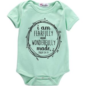 Pasgeboren Baby Baby Jongens Meisjes Korte Mouw Letters Katoen Romper Candy Groene Jumpsuit Outfits Kleding