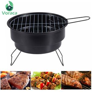 Mini Draagbare Ronde Opvouwbare Bbq Grill Voor Outdoor Camping Barbecue Grill Stand Kachel Picknick Wandelen Reizen Gereedschap Vissen Bbq