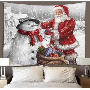 Populaire gelukkig polyester Kerst wandtapijt te hangen op de muur sneeuwpop dekens Kerstman decoratie wandtapijt lichtblauw