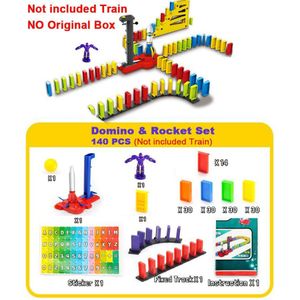 Automatisch Plaats Domino Blok Trein Auto geluid licht Vliegtuig Raket Robot Kleurrijke Domino Game Set voor Kinderen