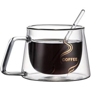 200Ml Glas Dubbelwandige Warmte Geïsoleerde Koffie Espresso Thee Cup Met Spoontea Melk Koffie Mok Tazas De Ceramica Taza de Cafe