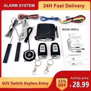 Universele 9Pcs Auto Suv Schakelaar Keyless Entry Motor Start Alarmsysteem Drukknop Remote Starter Stop Auto Anti-diefstal Systeem