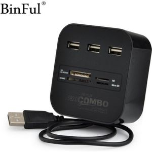 BinFul Hoge Snelheid USB Hub 2.0 3 Poorten Met Kaartlezer Mini Hub USB Combo Alle In Een USB Splitter Adapter Voor PC Laptop Computer