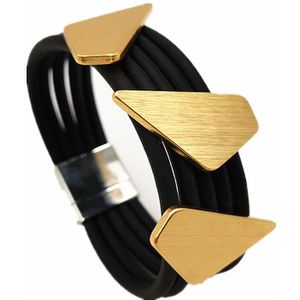 YD & YDBZ Trendy Legering Gouden Armbanden Vrouwen Bedelarmband Geometrische Rubber Sieraden Zwart Touw Elasticiteit Touw Handgemaakte
