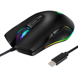 Usb C Muis Type C Ergonomische Bedrade Muis Rgb Gaming Muis Optische Muis