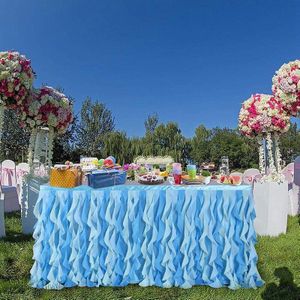 Gemengde Blauw Tafel Rok Verstoorde Tabel Rok Rechthoekige Of Ronde Tafel Rok Wilg Tafel Rok Baby Shower Verjaardag Bruiloft Banq