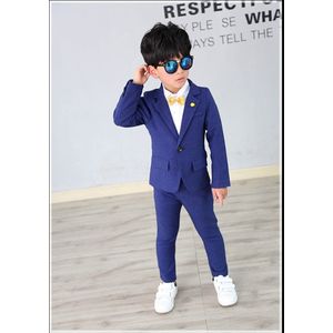 Jongens Formele Pakken Voor Bruiloften Engeland Stijl Kind Jongen Blauw Party Smoking Jongens Formele Suits Blazer + Broek 2 stks