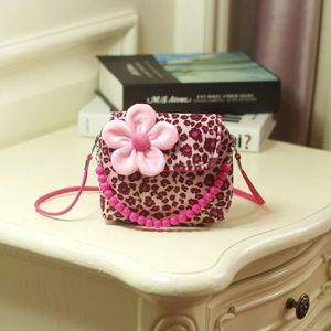 Brand Lovely Baby Meisjes Kids 3D Bloem Mini Rits Schouder Messenger Purse Bag Leopard Candy Kleur Portemonnees