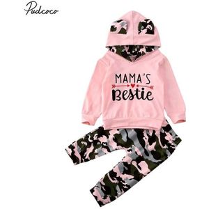 Baby Lente Herfst Kleding Baby Baby Meisje Kleding Set Roze Hoodie Sweatshirts Camouflage Broek Outfits 2 Stuks Voor 0-24M