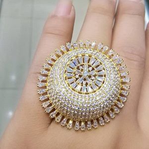 Godki Luxe 3 Tone Engagement Wedding Flower Ringen Voor Vrouwen Bridal Cubic Zirkoon Dubai Accessoires Vinger Ring Sieraden