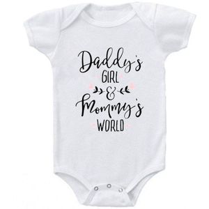 Daddy's Girl Mama Wereld Baby Meisje Kleding Wit Katoen Pasgeboren Bodysuit Leuke Korte Mouw Baby Body Suit Baby meisje Onesie