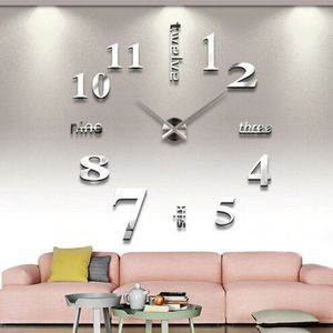 Prachtige 3D Wandklok Mute Quartz Klok Woonkamer Muur Ornamenten Europese Acryl Spiegel Horloge Home Decoratie Muurschildering