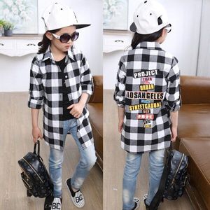 V-TREE Lente Mode Meisjes Plaid Shirts Rood/Witte School Meisje Blouse Lange Sectie Shirts Voor Meisjes Lange Mouw Blouse ontwerpen