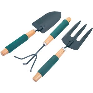 3 Stks/set Mini Houten Handvat Tuin Tool Set Tuinieren Schop Ergonomische Mini Non-Slips Grip Kit