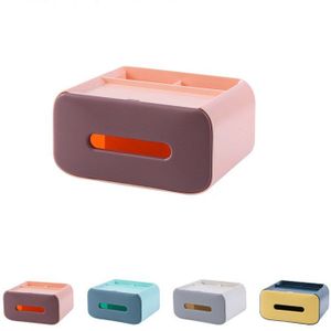 Tissue Box Cover Met Tv Afstandsbediening Plank Verwijderbare Plastic Tissue Case Houder Thuis Bureau Tafel Telefoon Natte Doekjes Opbergdoos container