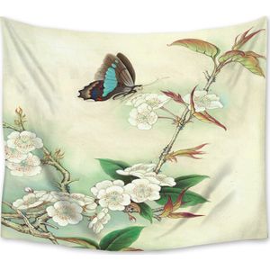 Chinese Stijl Vlinder Bloem Tapijt Muur Opknoping Muur Decor Wandtapijten Sprei Vel Tapijt Gooi Yoga Mat Thuis Slaapkamer