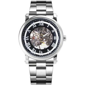 Volledige Roestvrij Staal Mechanische Horloges Voor Mannen Winnaar Top Luxe Skeleton Horloges Romeinse Cijfers Mode Klok