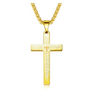 Trendy Bijbel Kruis Ketting Hanger Voor Mannen Goud-Kleur Titanium Staal Schrift Religieuze Jesus Box Ketting Mannelijke Fijne sieraden