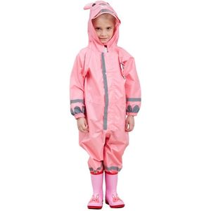 Waterproof Raincoat Kids One Piece Rainwear Cartoon Animal Rain Coat Reflective Strip Hooded Poncho Coveralls плащ женский