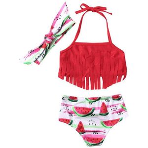 Zomer Baby Meisje Badmode Kwastje Watermeloen Print Kids Badpak Twee Stukken Bikini Badpak Beachwear Outfits