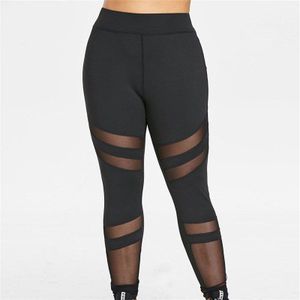 Fitness Moda Mujer Workout Yoga Leggings Vrouwen Plus Size Mid Taille Effen Mesh Patchwork Elastische Sport Broek Broek