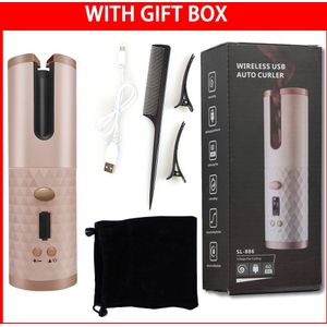 Draadloze Automatische Roterende Haar Krultang Usb Oplaadbare Krultang Led Display Temperatuur Verstelbare Styling Tool Wave Styer
