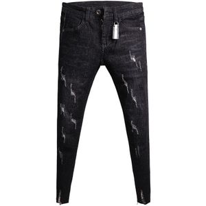 Mode Tieners Enkellange Broek Gescheurd Gat Sociale Stretch Guy Strakke Denim Jeans Mannen Slim Potlood Broek