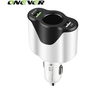 Onever Dual USB Auto-oplader Ondersteuning Smart Snel Opladen Met Voltmeter Sigarettenaansteker Splitter Voor Auto Navigatie
