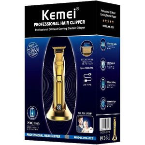 Kemei Professionele Oplaadbare Tondeuse Draagbare Goud 0Mm Cordless T-Blade Tondeuse Scheren Voor Stylisten Kapper