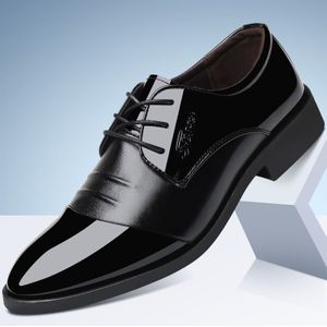 Luxe Pu Leer Mode Mannen Business Jurk Loafers Puntige Zwarte Schoenen Oxford Ademend Formele Bruiloft Schoenen