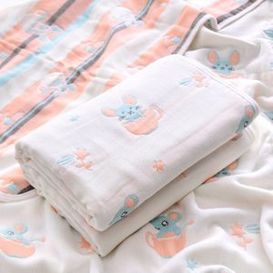 Puur Katoen Kinderen Deken Zacht En Comfortabel Ademend Vier-Layer Gaas Kinderen Airconditioner Deken Babybadje Handdoek
