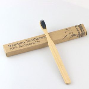 10 Houten Tandenborstel Effen Bamboe Handvat Soft Fibre Milieuvriendelijke Tanden Borstels Dental Cleaning Volwassen Oral Care Gezonde Producten