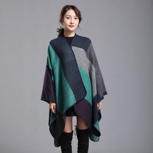 Winter Faux Kasjmier Sjaal Vrouwen Dikke Geometrische Patroon Vrouwelijke Lange Mouwen Wrap Vintage Zachte Sjaal Bovenkleding Jas