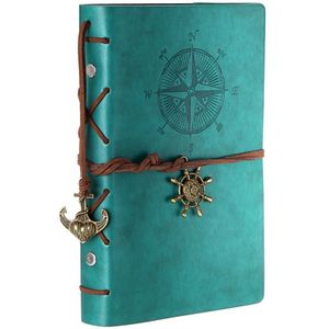 Blauwe Klassieke Vintage Spiraal Gebonden Pu Lederen Hervulbare Ongevoerd Travel Journal Sketchbook Notebook Dagboek Dagelijkse Planner