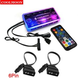 Coolmoon Smart Muziek 5V 3Pin Argb Afstandsbediening Hub Voor Coolmoon 6Pin Chassis Cooling Fans 4Pin Licht Strip Warmte dissipatie