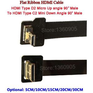 5/10/15/20/30 CM Ultra Dunne HDMI Platte Lint Draad Up Hoek 90 graden Mini C2 Om D2 Micro Down Hoek 90 graden Flexibele Kabel FPV
