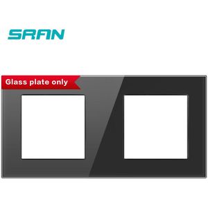 Sran Leeg Paneel Met Installeren Ijzeren Plaat 172Mm * 86Mm White Crystal Gehard Glas Schakelaar Aansluitpaneel