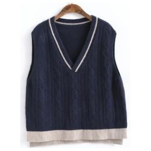 V-hals Linnen Vest Vrouwen Gebreide Vrouwelijke Herfst Mouwloos Vest Effen Kleur Plus Size Losse Casual Vrouwen Wollen Vest