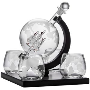 Zwart Whisky Karaf Speciale-Vormige Set Wijn Decanter Schedel Wijnfles Box Met Geëtst Aarde Glas En Houten stand