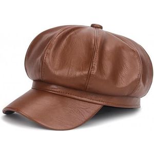 Vrouwen Hoeden Baret Cap Kunstleer Verstelbare Octagon Faux Lederen Hoeden Voor Party Street Wear Шапка Зимняя Женская