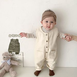 Peuter Baby Overalls Baby Jongen Meisje Mouwloze Romper Effen Kleur Jumpsuit Zomer Speelpakje Outfits Kids Kleding