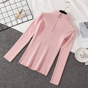 Pullover Vrouwen Rits Coltrui Gebreide Trui Casual Geribbelde Gebreide Winter Tops Vrouw Truien Truien Truien