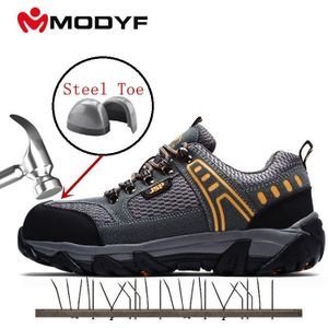 MODYF mannen Stalen Neus Veiligheid Werkschoenen Toevallige Ademende Outdoor Sneakers Punctie Proof Laarzen Comfortabele Industriële Laarzen