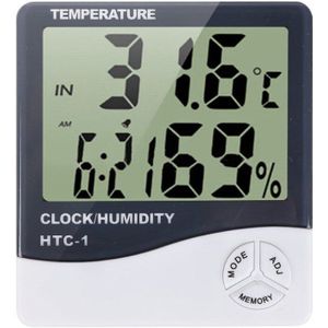 HTC-1 Digitale Thermometer Hygrometer Elektronische Lcd Temperatuur-vochtigheidsmeter Weerstation Indoor Outdoor Klok