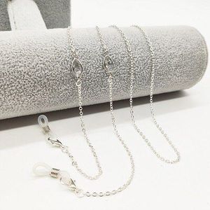Brillen Chain Wit Paars Crystal Leaf Ronde Vorm Metalen Ketting Masker Opknoping Touw Siliconen Loops Vrouwen Zonnebril Keten
