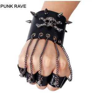 Punk Rave Rock Stijl Man Schedel Spike Handschoen Gothic Mannen Armband Handschoen Steampunk Pu Lederen Schedel Manchet-Een Handschoen rechts