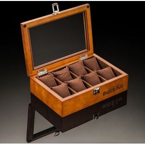 8 Slots Houten Horloge Dozen Koffie Horloge Storage Case Met Glas Horloge Display Sieraden Gevallen