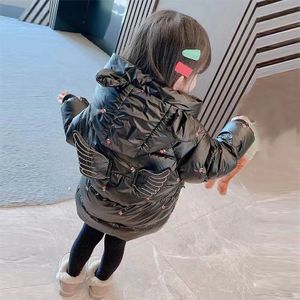 Baby Meisje Engelenvleugels Katoenen Jas Meisjes Dikke Kerst Roze Katoenen Jas Winter Kleding Mid-Lengte Fleece Herfst/winter Jas