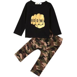 Camouflage Pasgeboren Baby Jongen Peuter Kleding Set T Shirt Tops Lange Broek Katoen Outfits Set Kleding