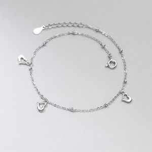925 Sterling Zilveren Hart Enkelbanden Voor Vrouwen Rose Goud Kleur Chain Been Armband Foot Sieraden Meisje Accessoires Verstelbare Lengte